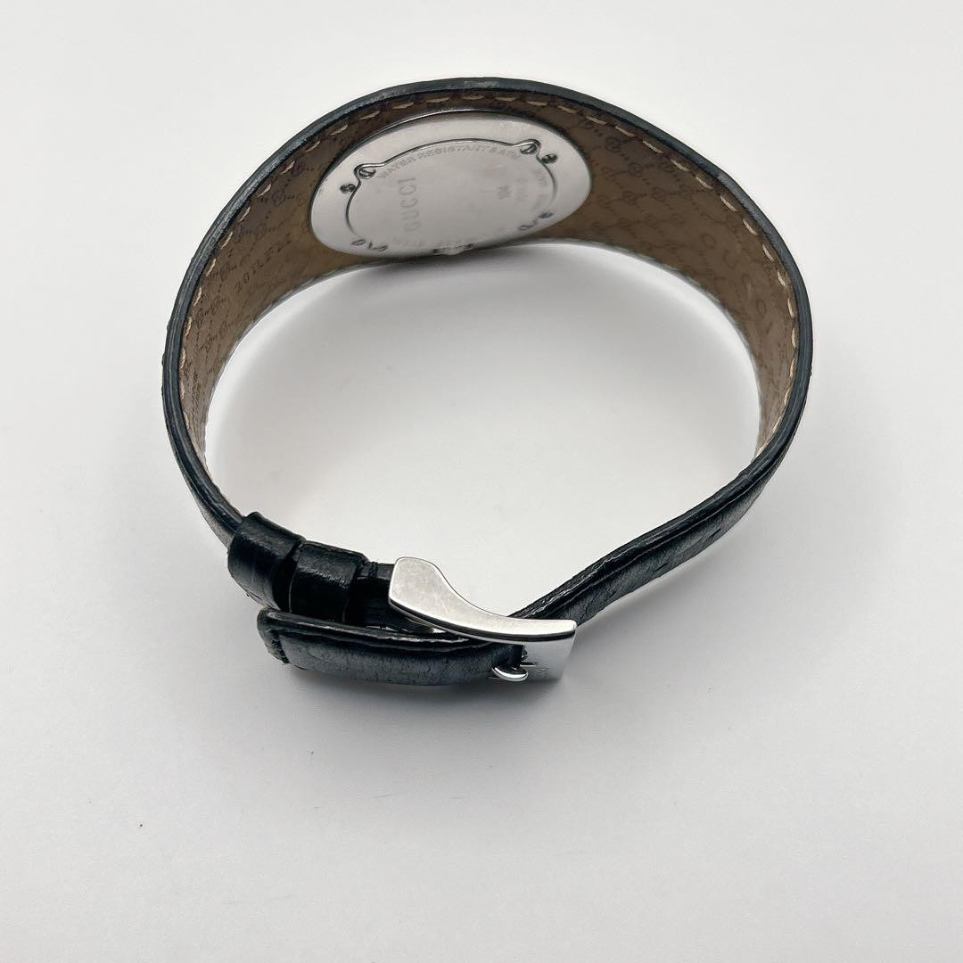 GUCCI 104 G Bangle Watch Stainless Leather Size 6.1-7.1in Black Dial Luxury