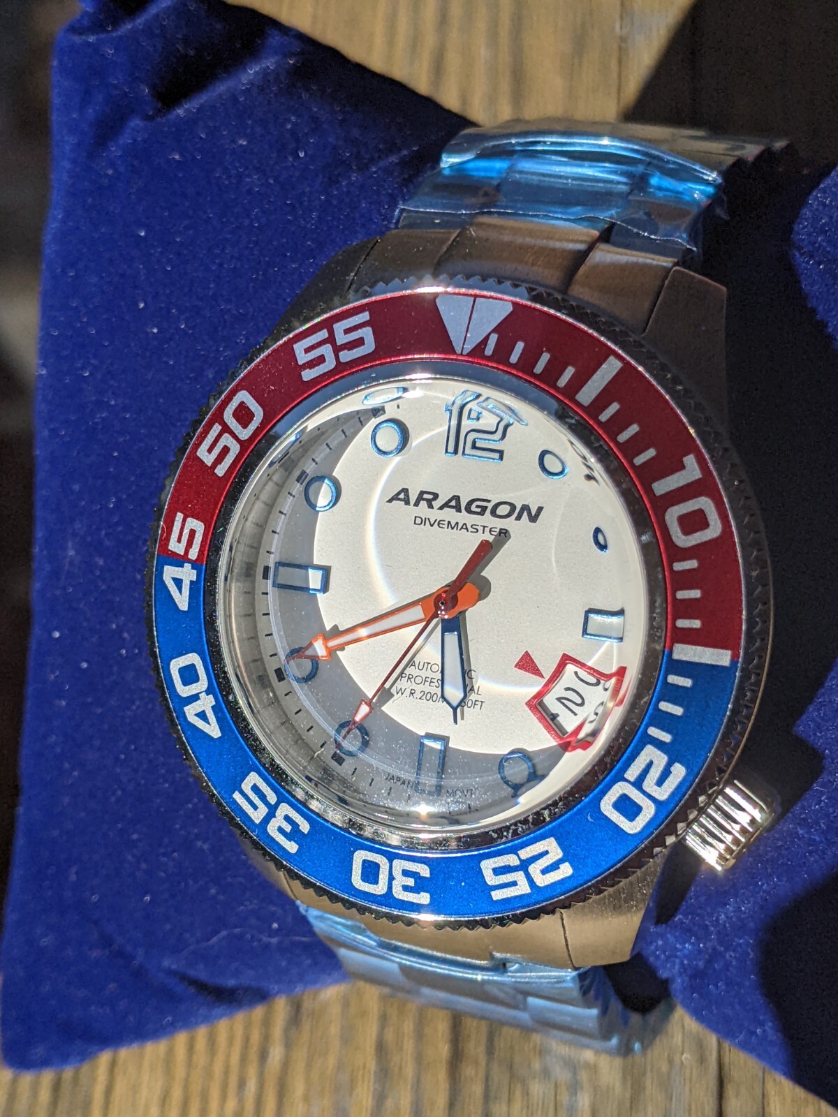 ARAGON Divemaster 3 Automatic Pepsi Red White Blue Watch 45mm A337WHT NH35
