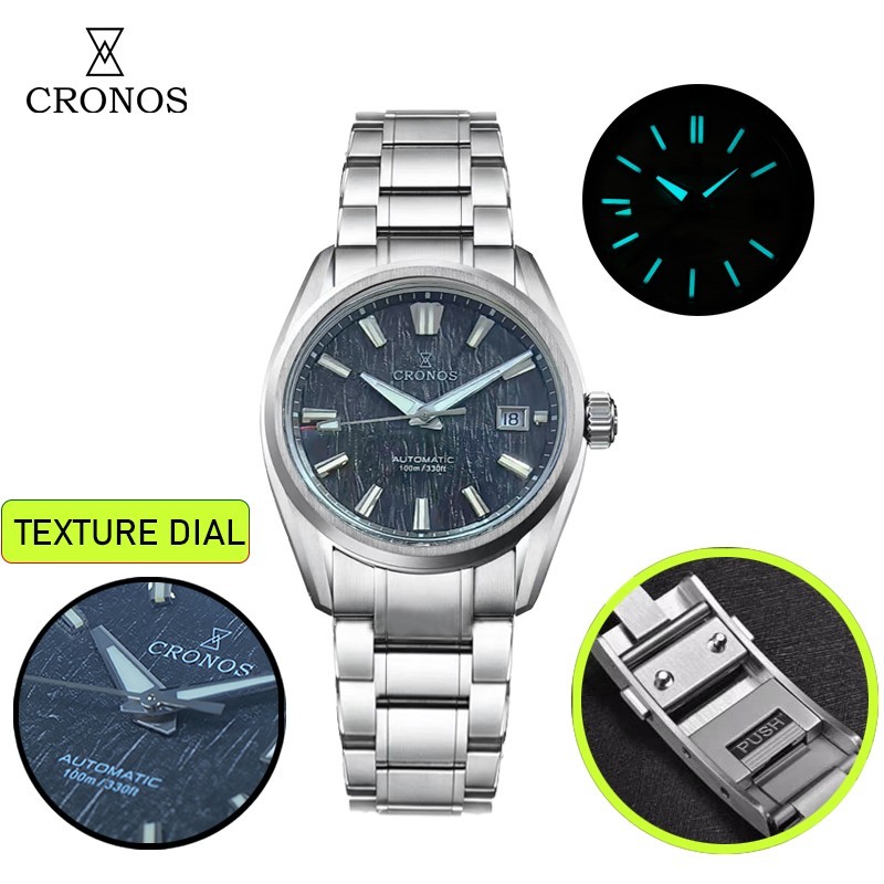 CRONOS Men Automatic Watch 39mm Pilot Mechanical Wristwatch Diver 10ATM PT5000