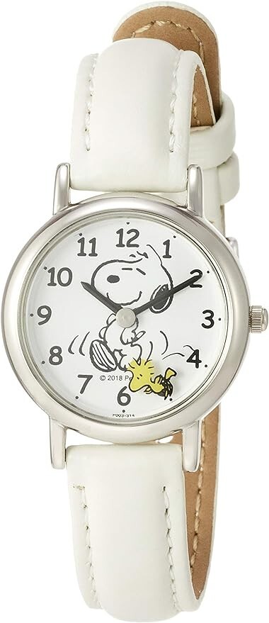 [Citizen Q&Q] Analog Snoopy Waterproof Wristwatch with Leather Strap P003-314