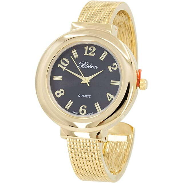 Blekon Women’s 37mm Analog Mesh Cuff Bangle Watch with Arabic Numerals