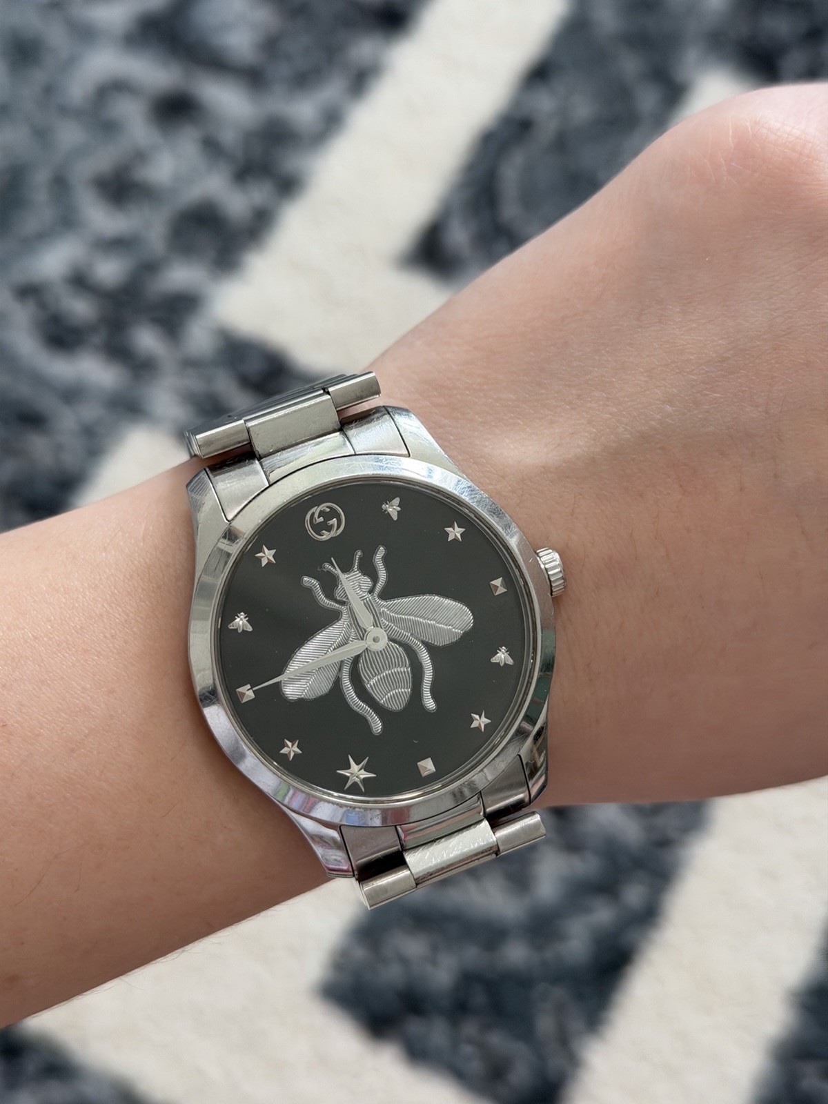 Gucci G-Timeless Bee Dial Swiss Quartz Watch Stainless Steel 38mm