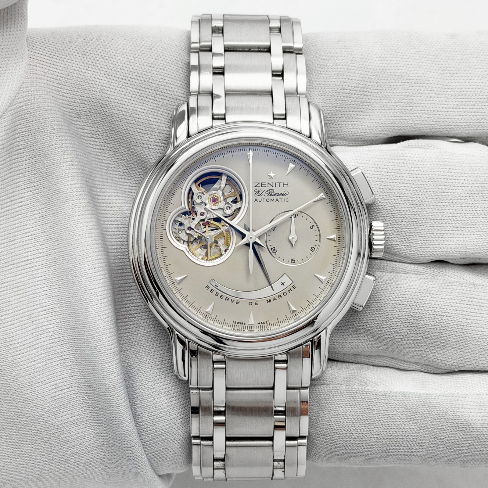 Zenith El Primero Chronomaster T Open 03.0240.4021 40MM Silver Dial Steel