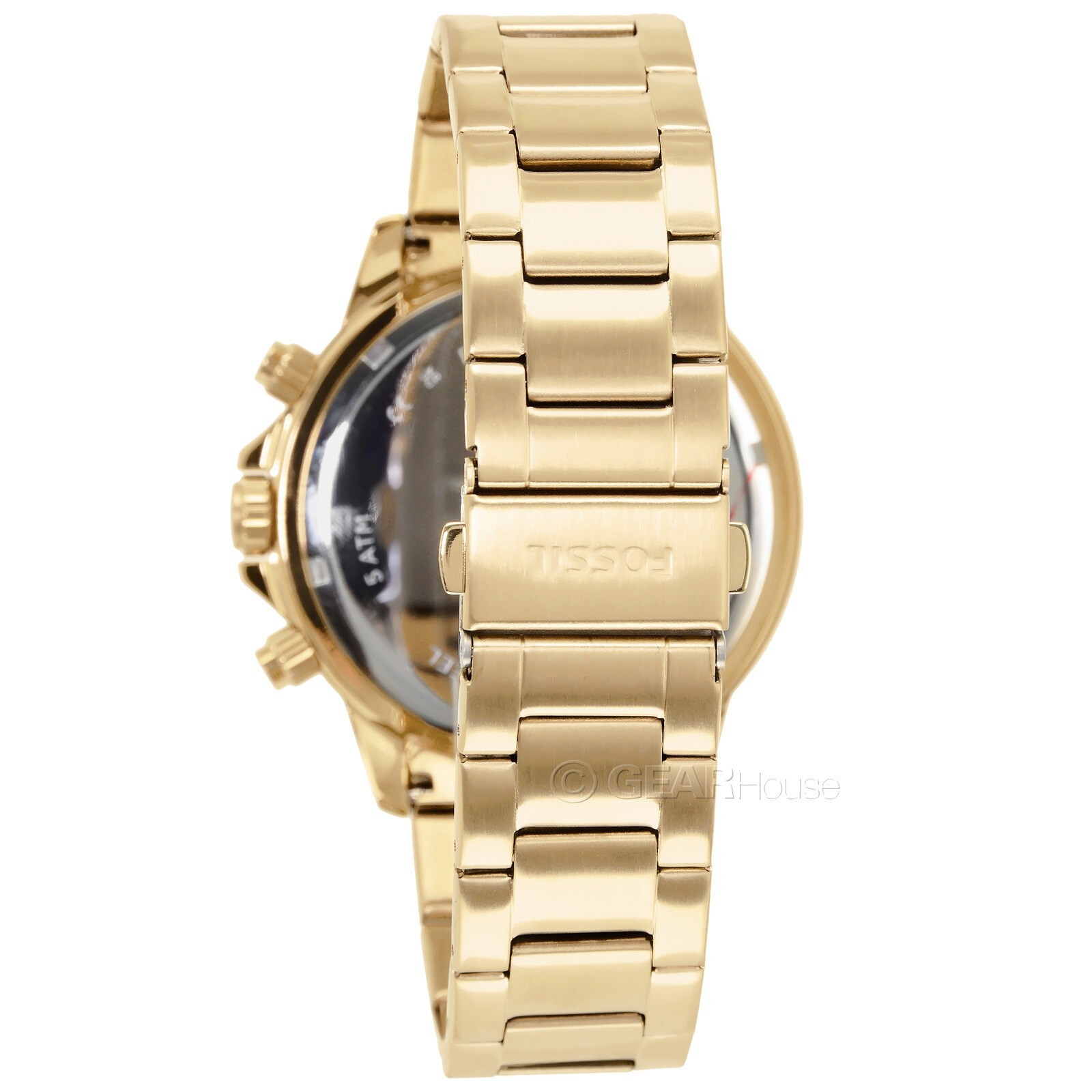 FOSSIL Bannon Mens Multifunction Watch Dark Green Dial Gold Stainless Steel Band