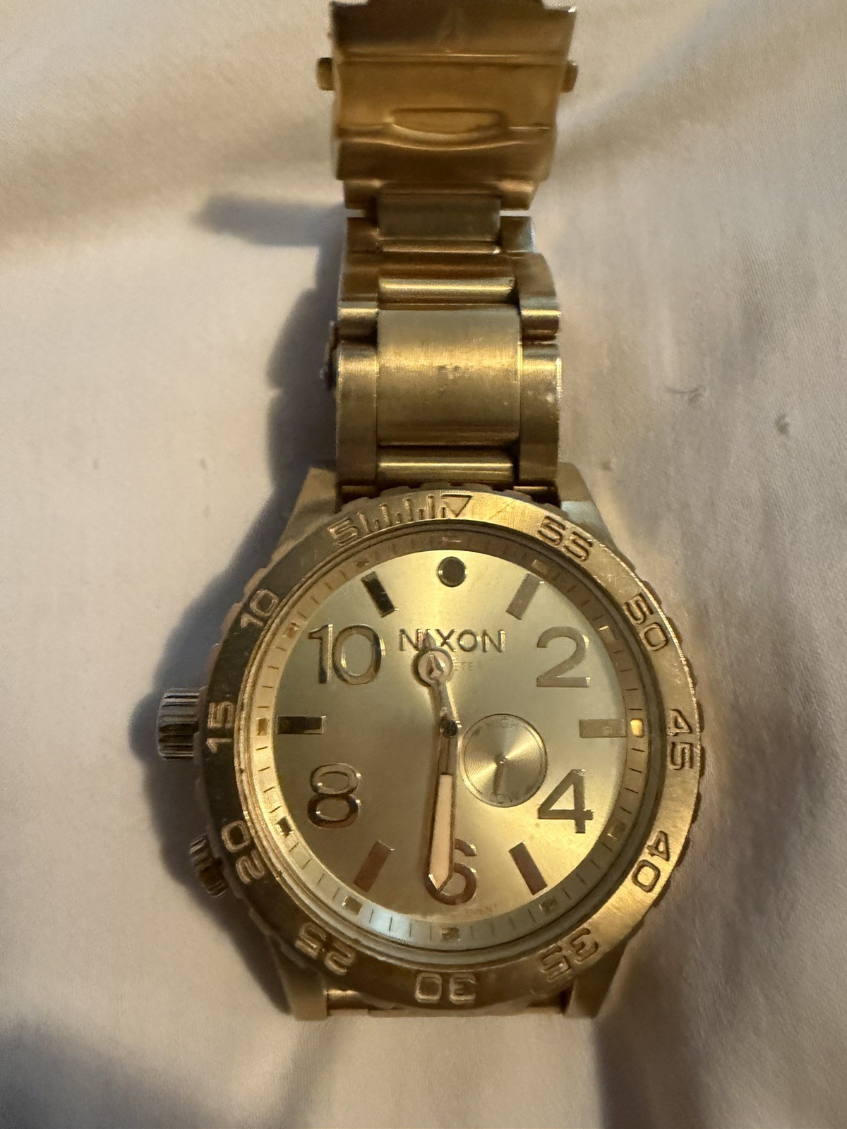 NIXON 51-30 SIMPLIFY Tide Men’s Watch Gold Tone 300M Excellent #1083