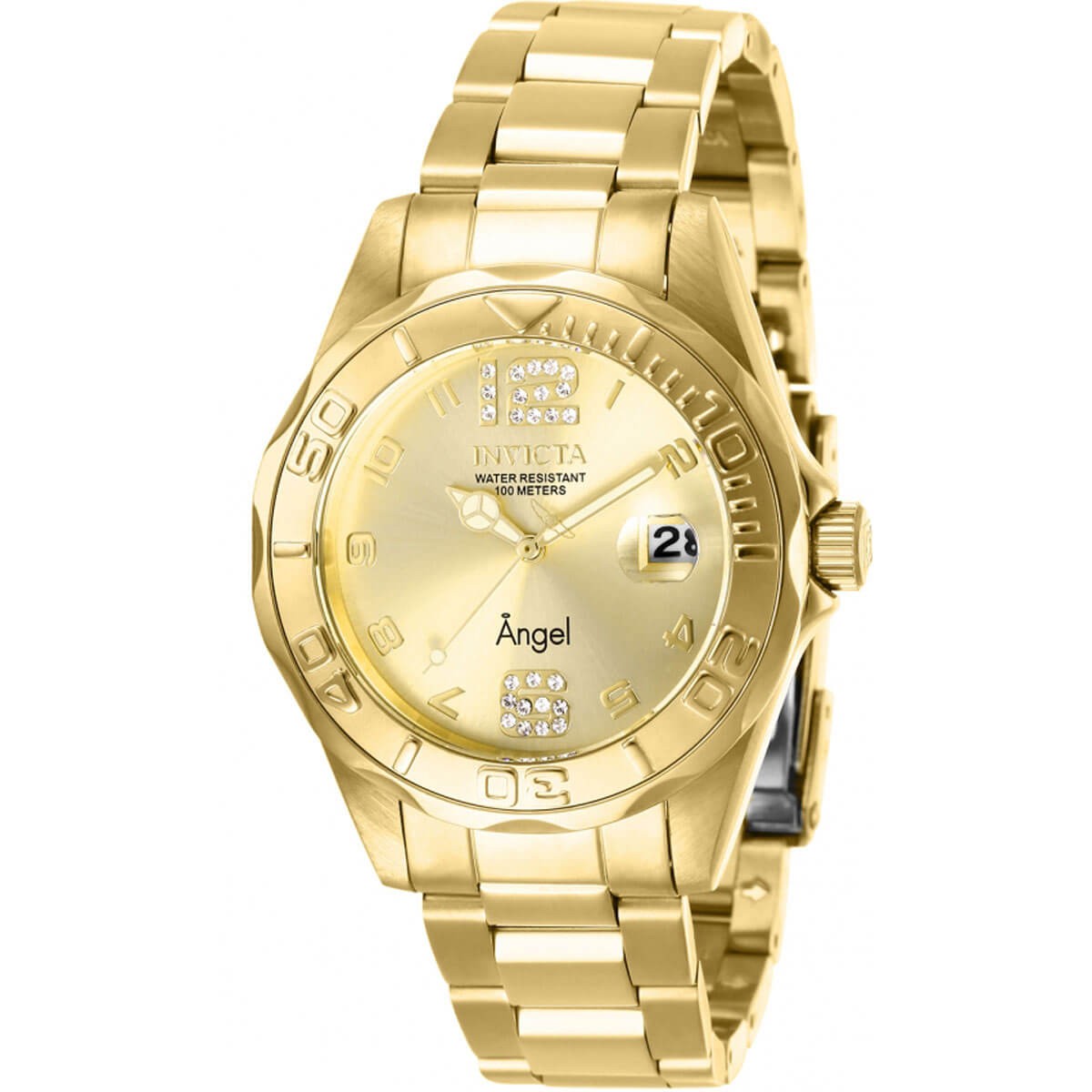Invicta Women’s Watch Angel Quartz Gold Tone Dial Stainless Steel Bracelet 28680