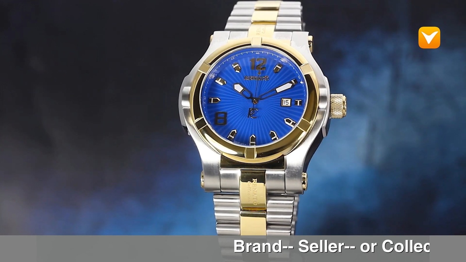 RENATO T-REX SWISS HAND MADE TIMEPIECE ETA2824 AUTO TWO TONE 18KT* GOLD SAPPHIRE