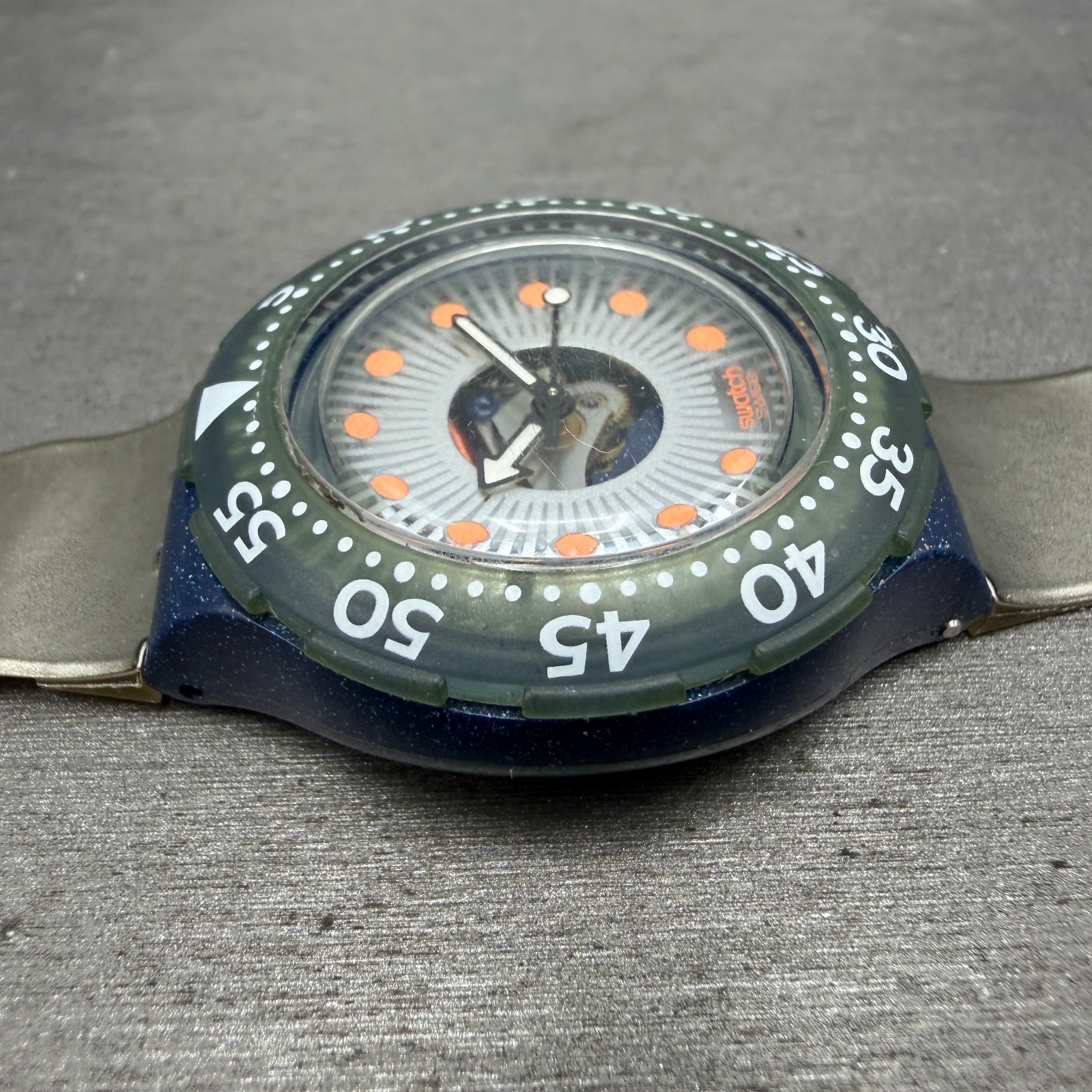 Swatch Scuba 200 SILVER TRACE Watch Men 38mm Silver Dial Blue Round SDN107 Works