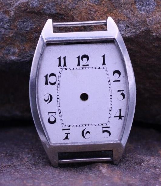 SWISS NOS ART DECO VTG MEN’S WRIST WATCH CASE & DIAL 25.5×35.2mm 13.3mm LUG (EL)