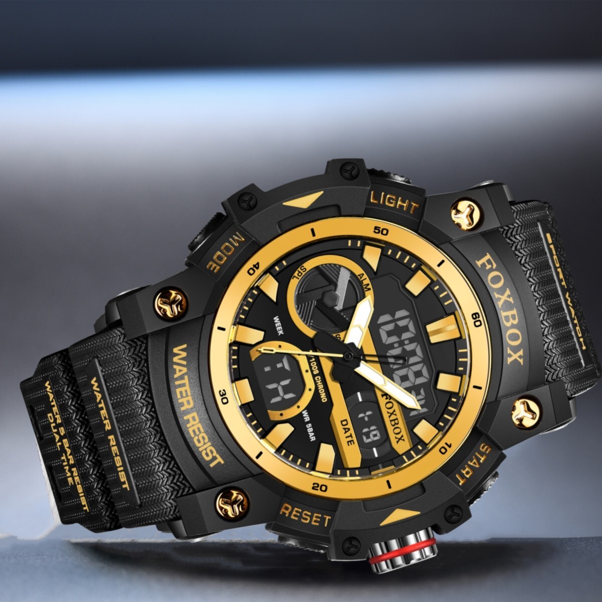 Luxury Mens Watch Quartz Diver Sport Digital Analog 5ATM Waterproof Wristwatch