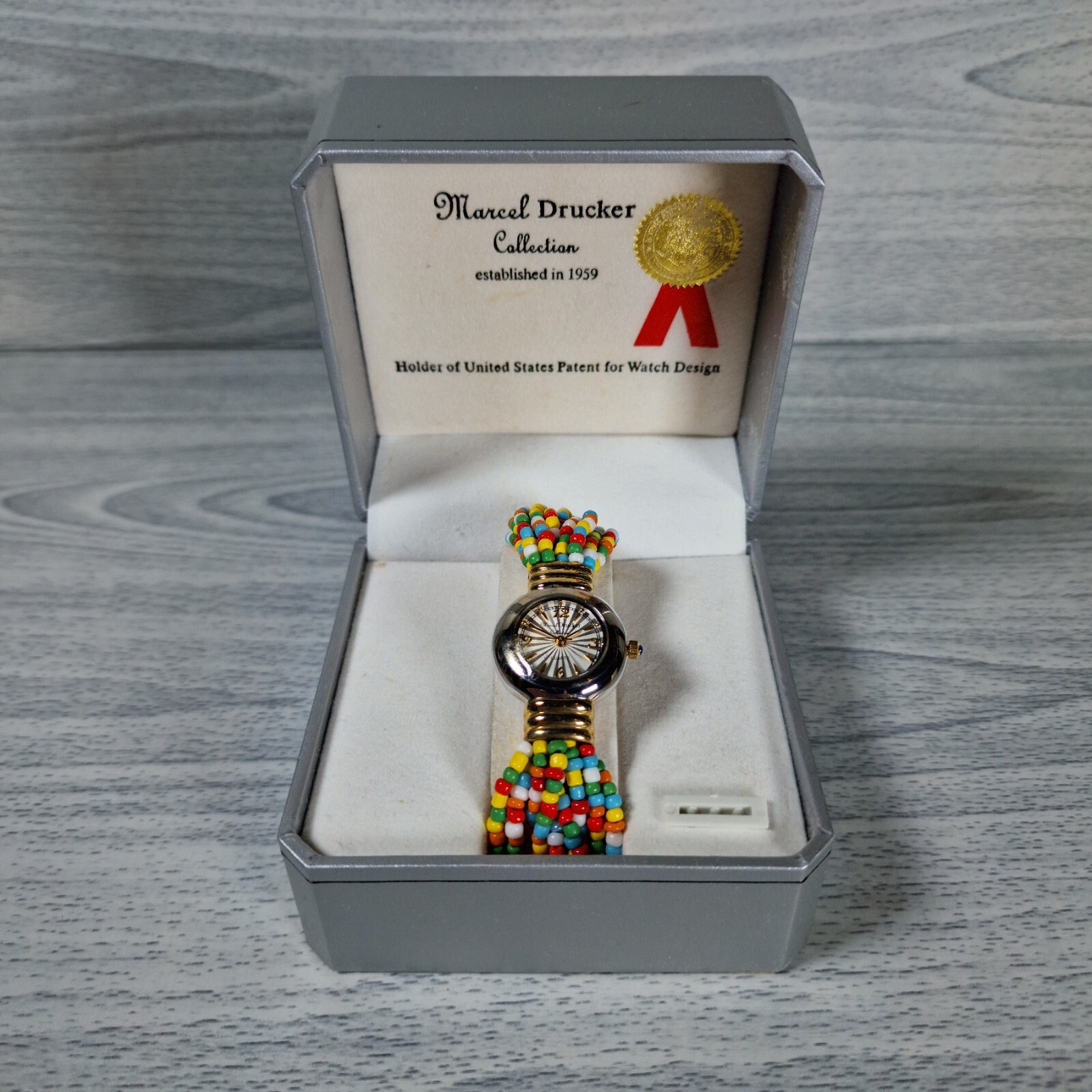 Marcel Drucker Ladies Multicolour Bead Quartz Watch Boxed Bohemian Retro Vtg