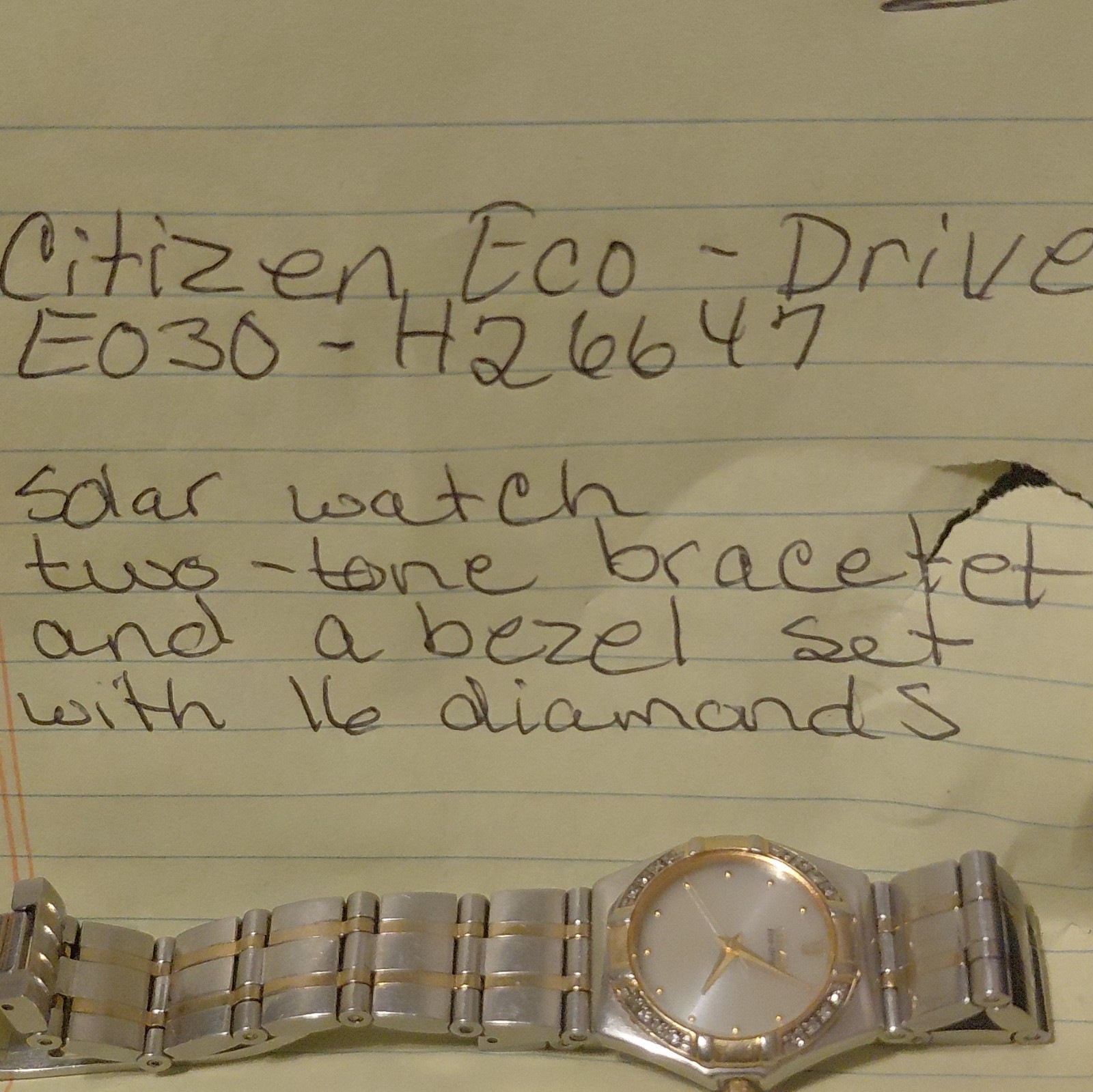 Citizen Eco-Drive Women’s Two-Tone Bracelet Watch, Diamond Bezel