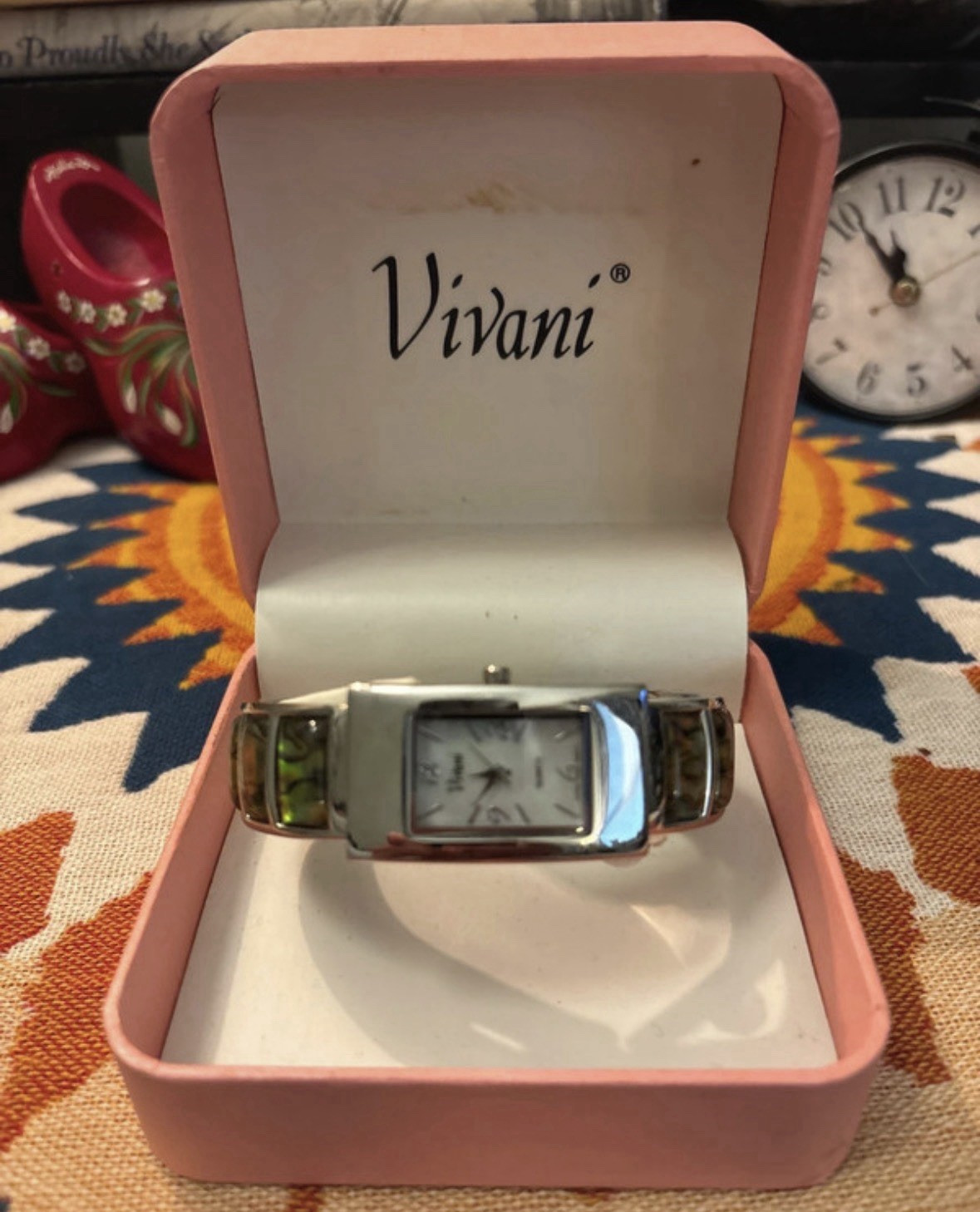 Vivani Women’s Quartz Rectangle White Dial Silver Metal Bracelet Watch w/Box