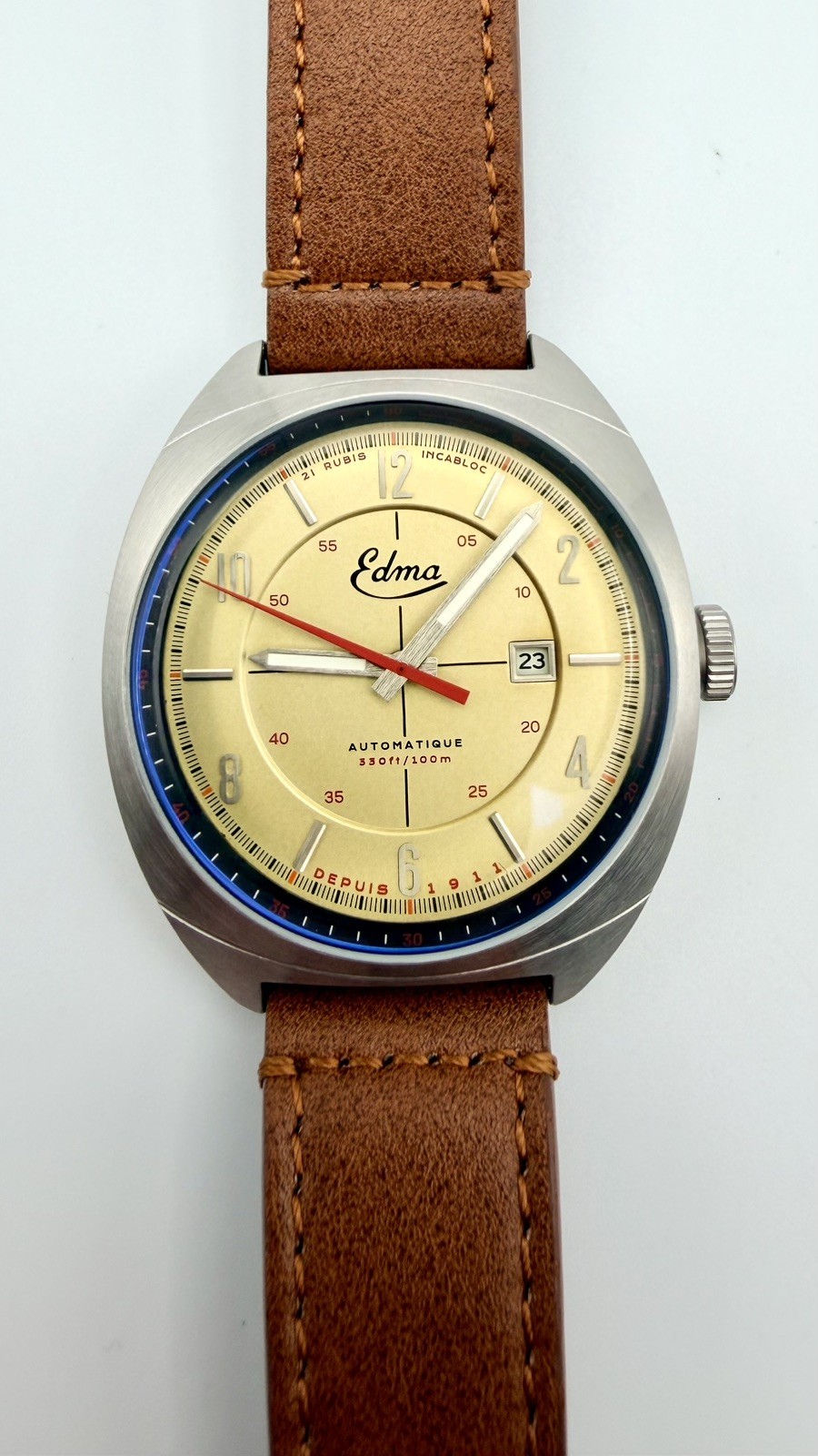 Swiss-made Edma automatic watch with TMI NH15A Japanese auto movement-21 jewels