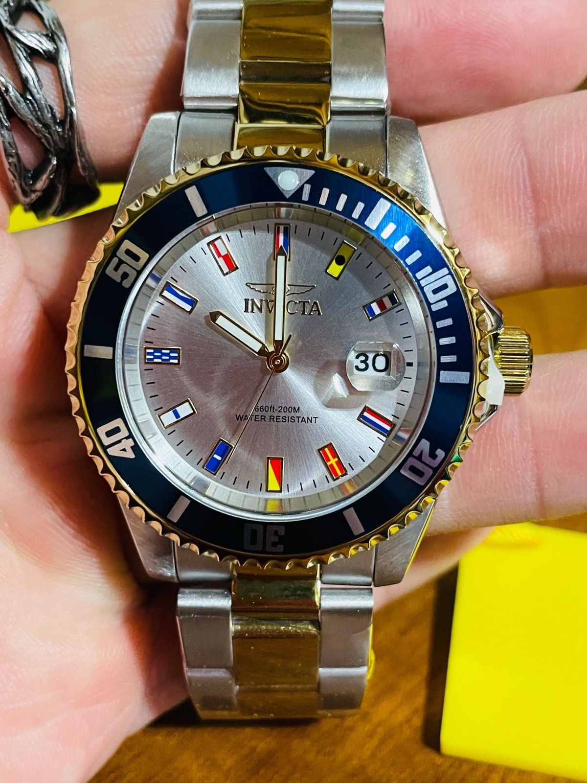 Invicta Pro Diver Men’s 40mm Gold & Steel Silver Dial Pc32 Quartz 49887