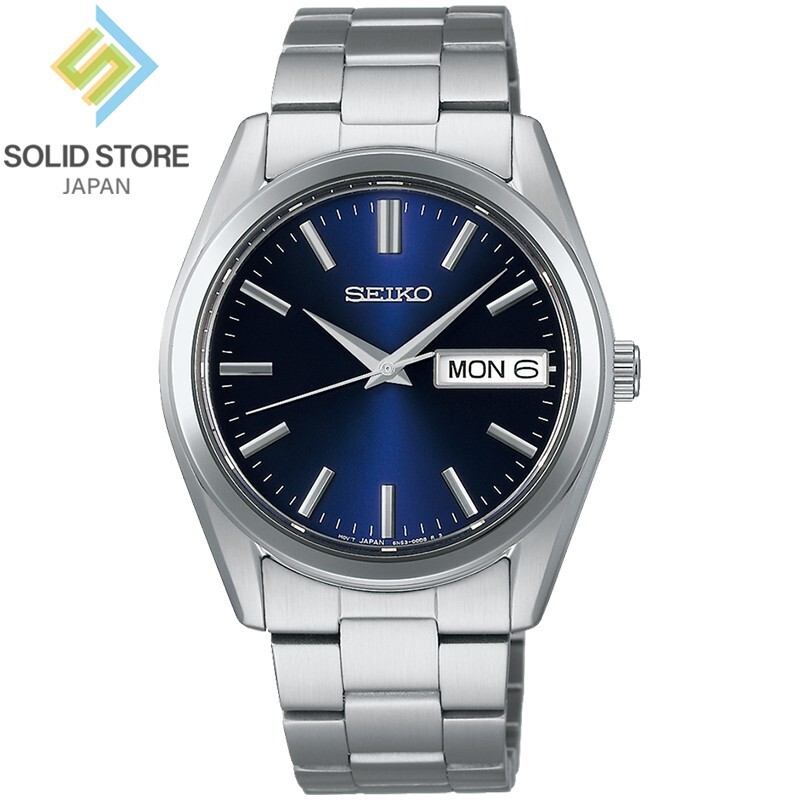 SEIKO SELECTION S SBTH009 Stainless Steel Day Date Quartz Watch Blue Dial 37.4mm