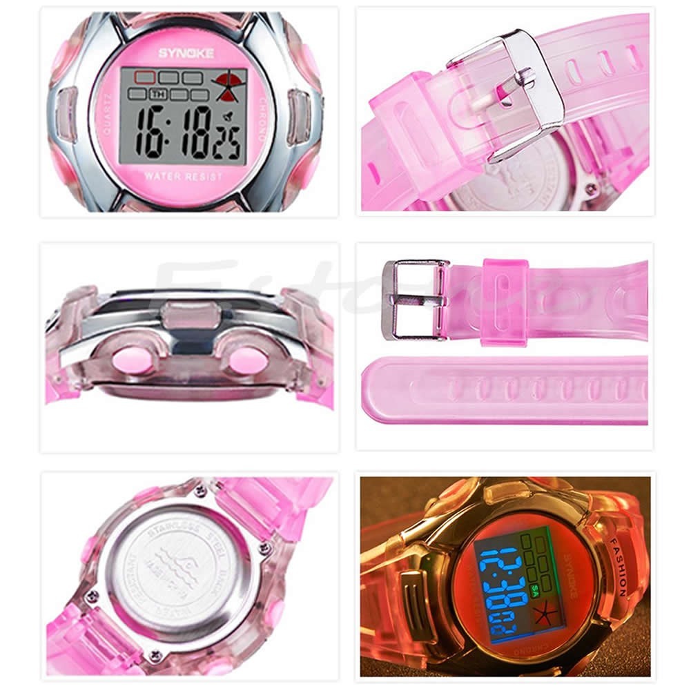 Multifunction Children Kids Waterproof Boys Girls Digital Alarm Date Wrist Watch