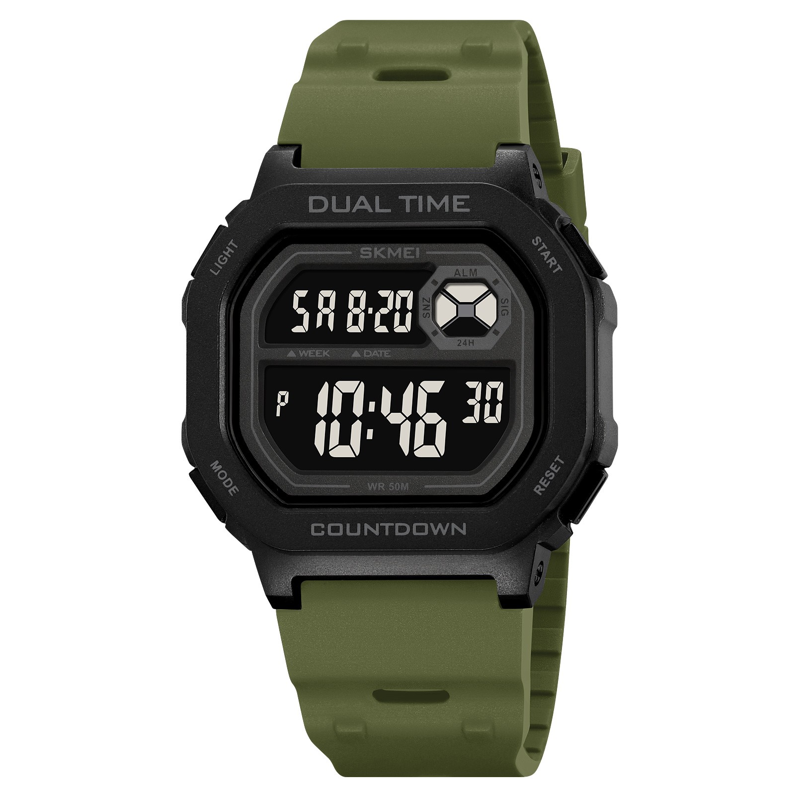 EL TPU Band Chrono Octagonal Waterproof, SKMEI 2543 Men’s Fashion Timepiece