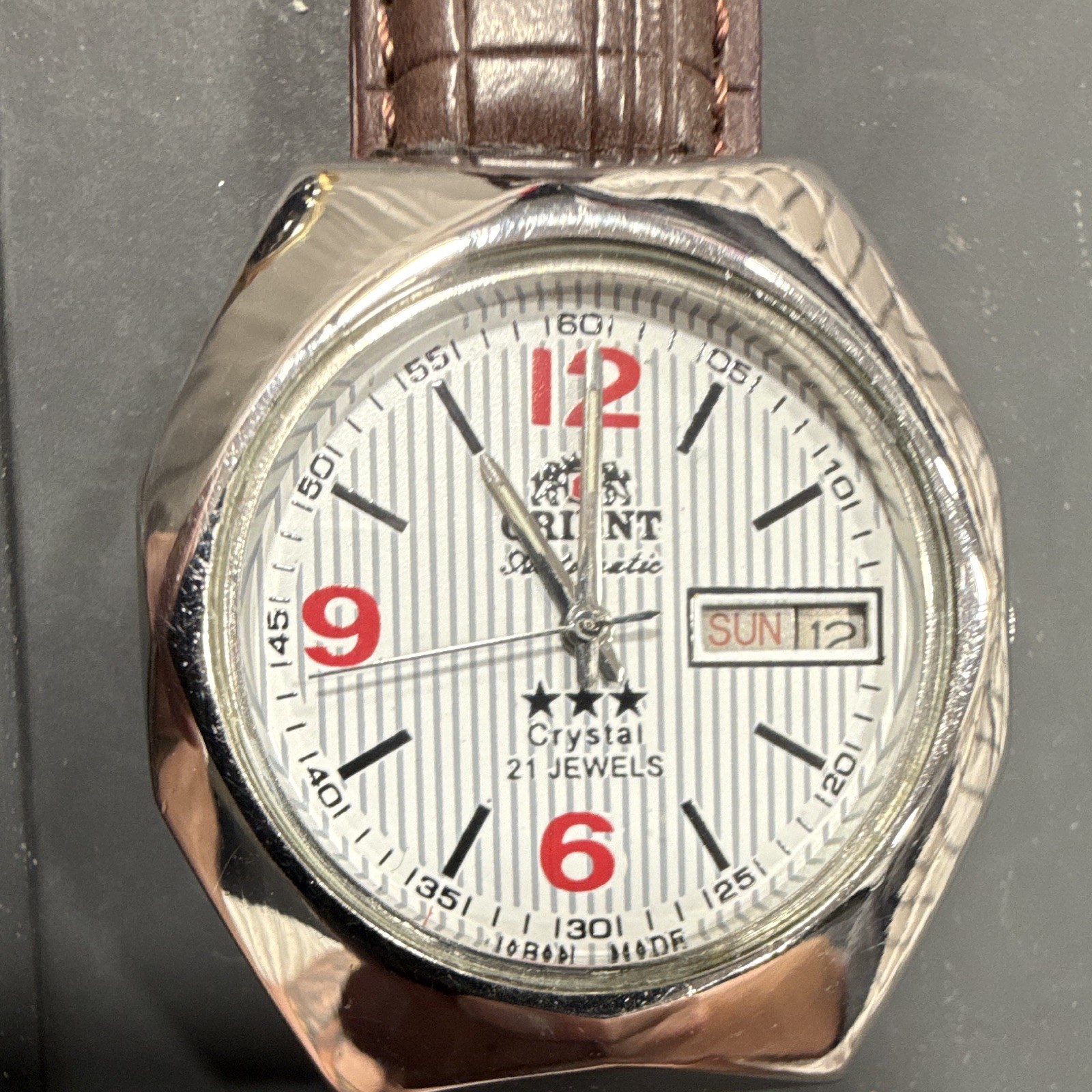 Orient Crystal Automatic Mens Day/Date Watch White Dial
