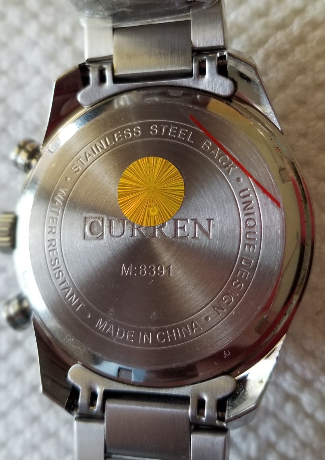 NWT Curren Silver Tone Chronograph Date Watch Link Band 8″ Max Size New Battery