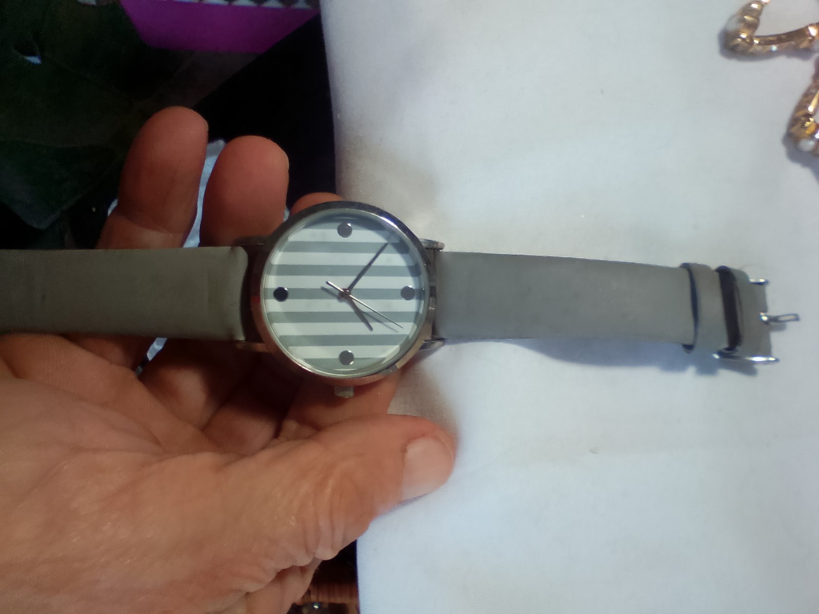 Vintage MSPCI Grey and White Striped Watch Numberless