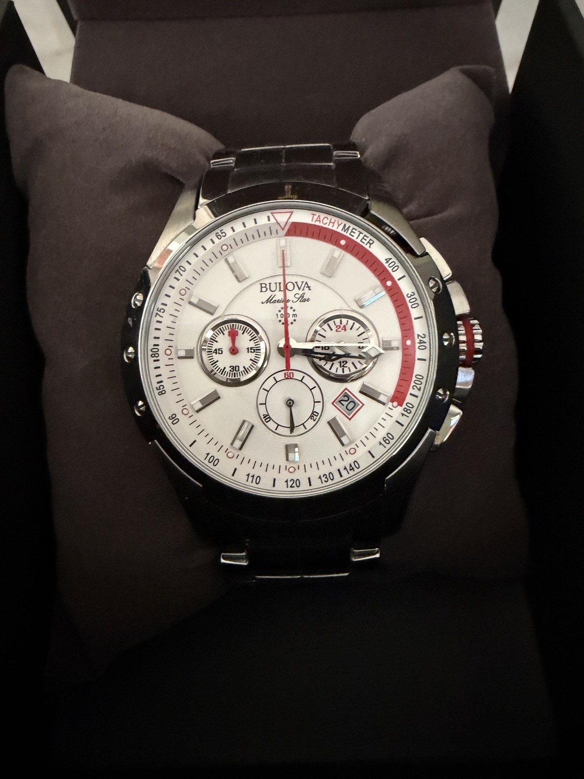 NEW BULOVA MEN’S MARINE STAR CHRONOGRAPH STAINLESS STEEL WATCH 96B383