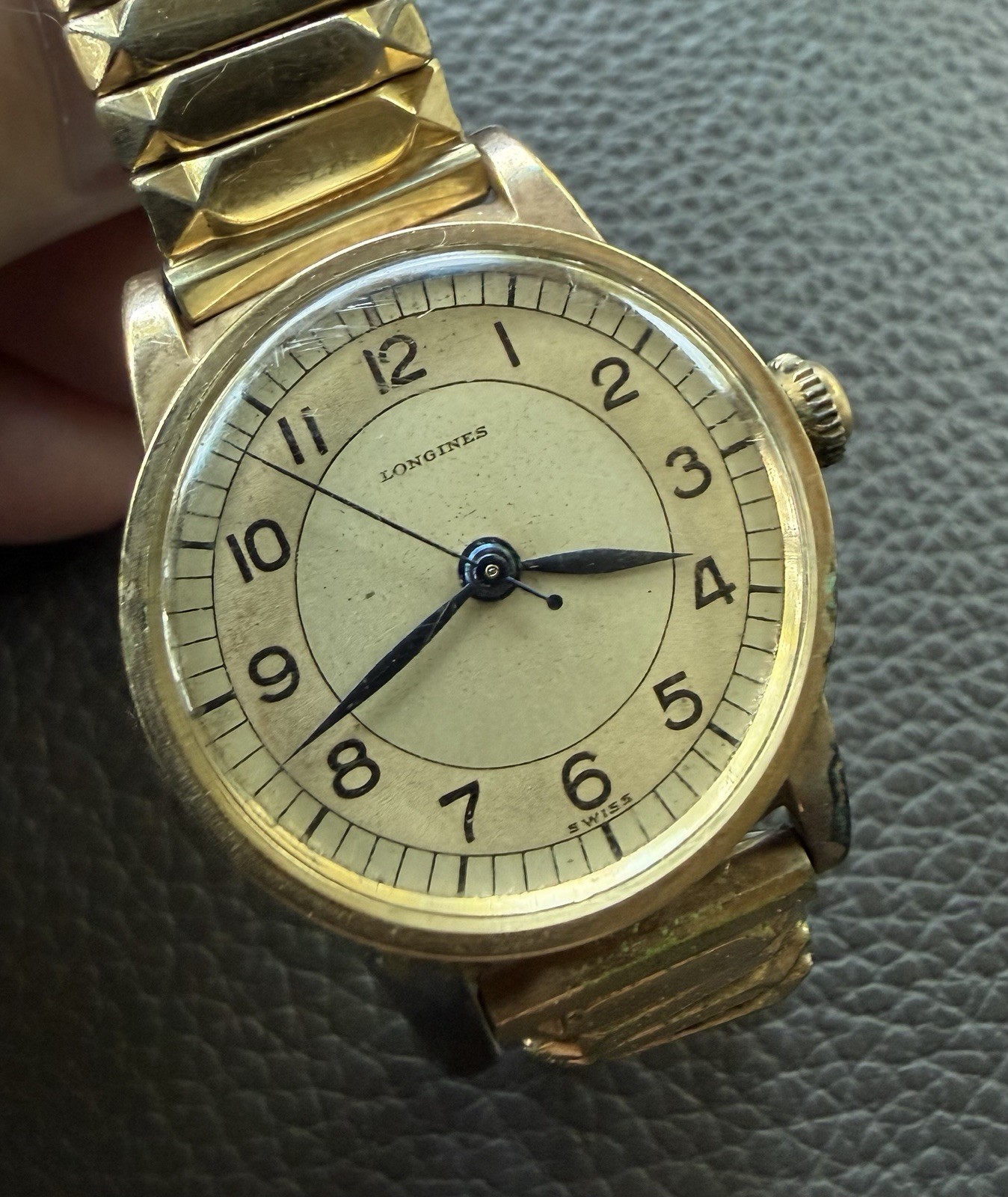 Longines WWII Pilot Watch Works 12L gold plated