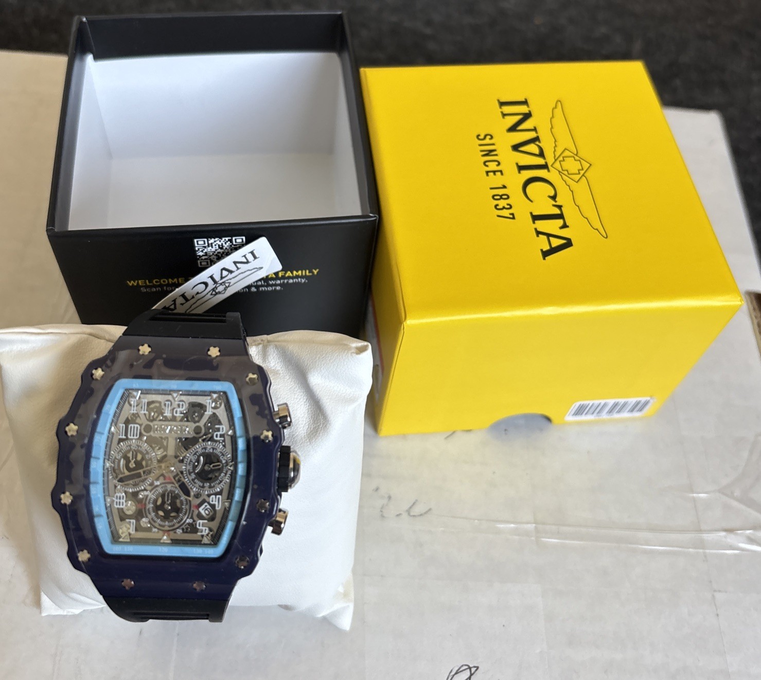Mens Watch Invicta Racing Night Fall Nitro Gen Dark Blue Grey Skeleton 69707