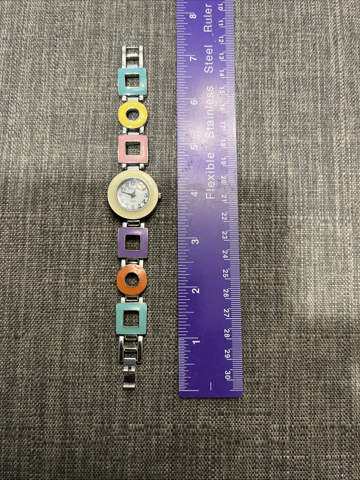Wincci Multicolored Enamel Geometric Ladies Watch With New Battery