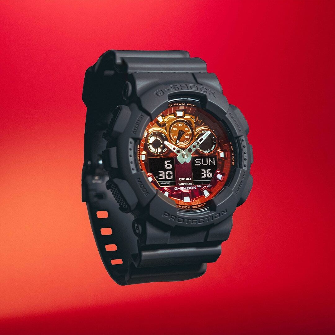 CASIO G-SHOCK GA-100FL-8AJF Flame inside Analog Digital Watch Big Case 51.2mm