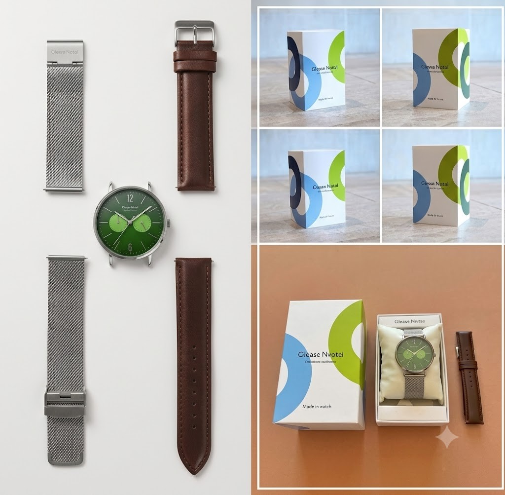 BERING Changes Ocean Forest Japan Limited Watch Green Dial 2 Straps 14240-509
