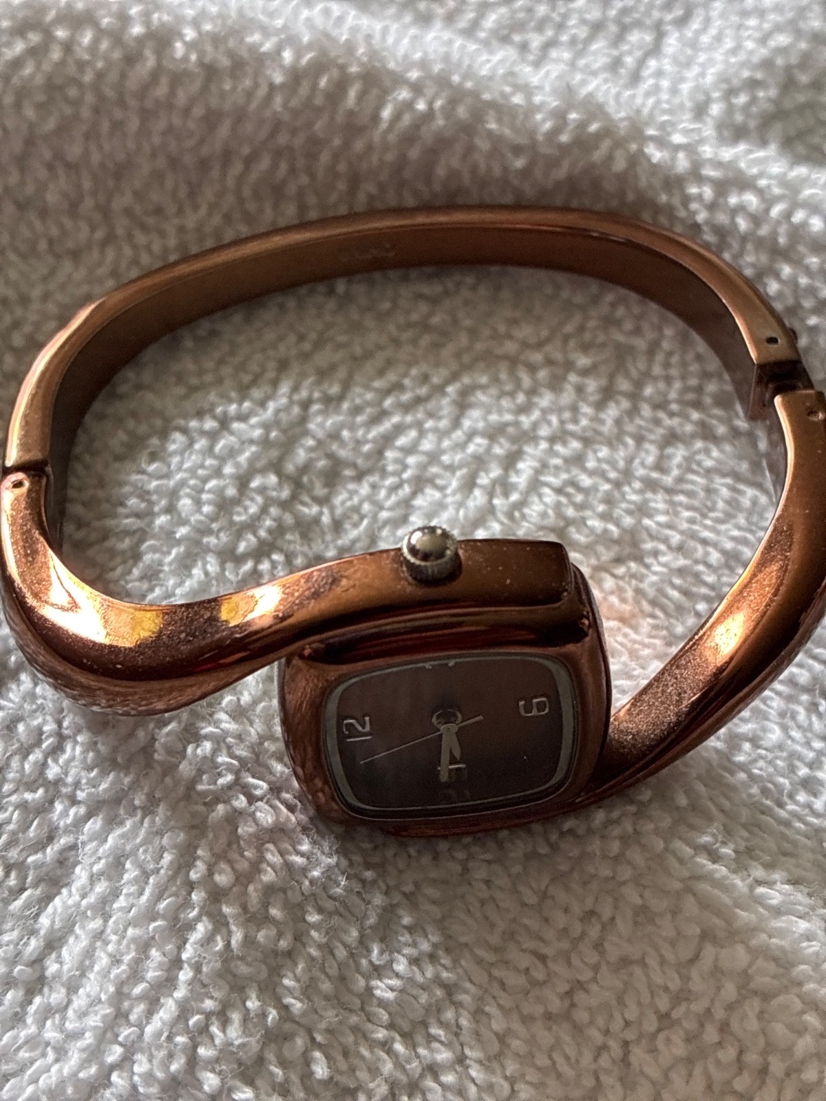 Brown Dial Rectangle Case Hinge Bracelet Band Watch