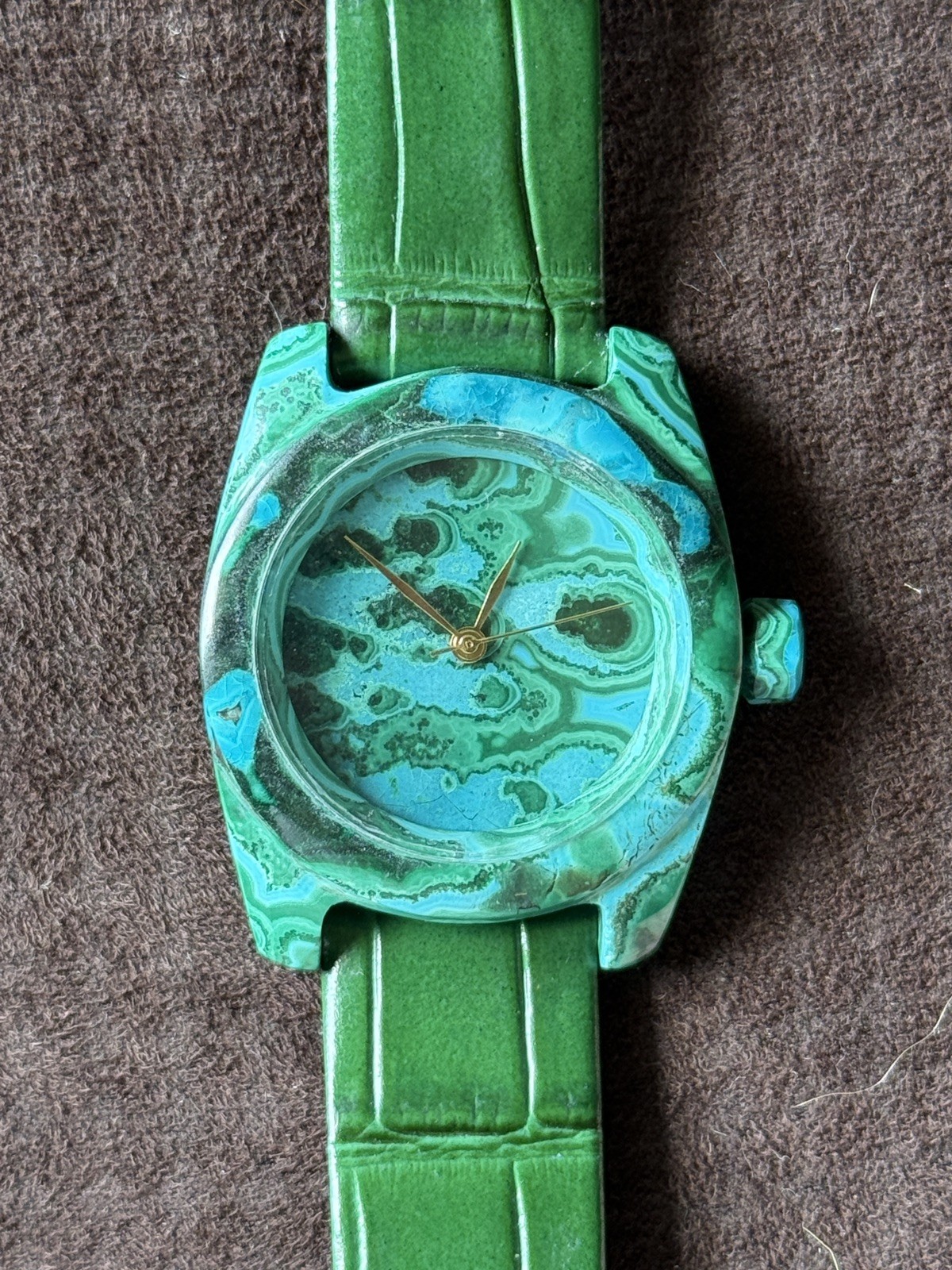 Artisan Stone Watch Handmade from Malachite Chrysocolla | One of a Kind
