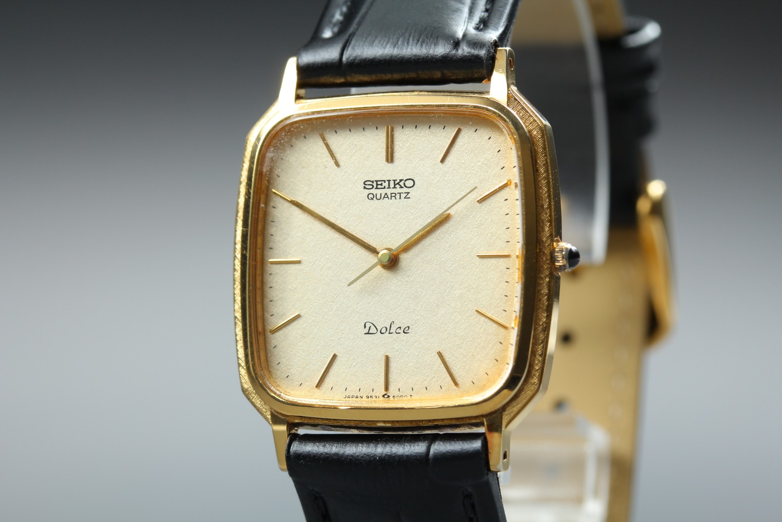 [Exc+5] SEIKO Dolce 9531-5000 29mm Gold Dial Quartz Men’s Vintage Watch JAPAN