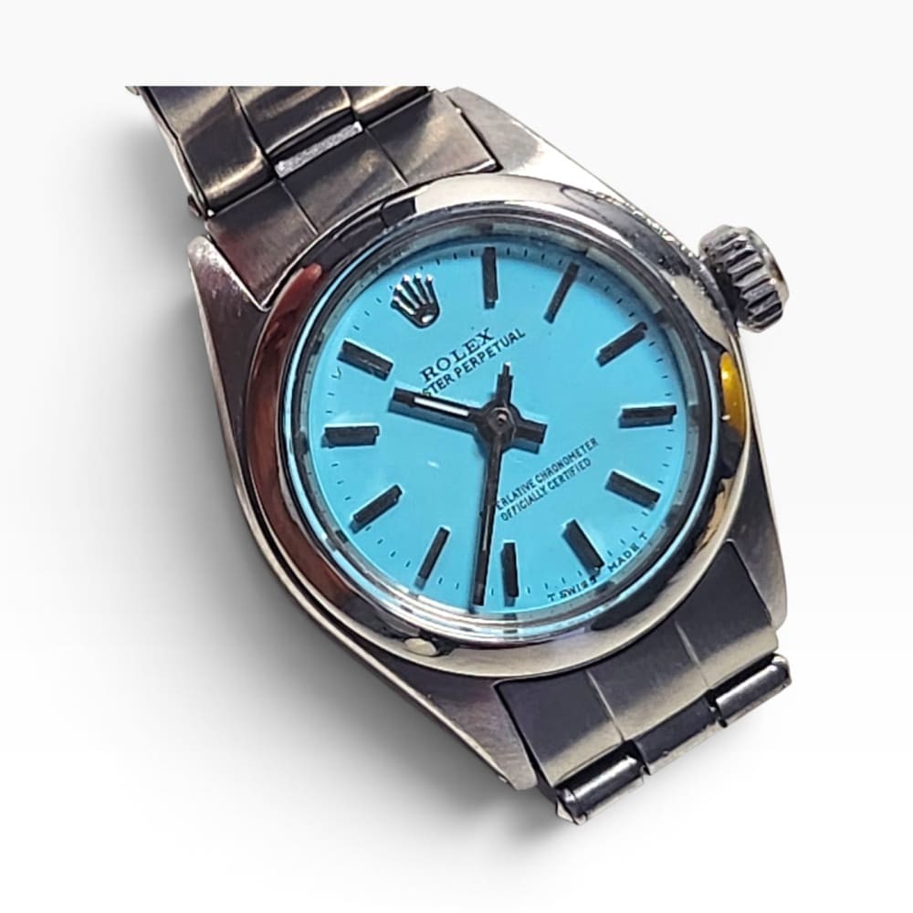 Rolex Oyster Perpetual Lady 26 mm Blue Turquoise Automatic Watch 6618 Circa 1965