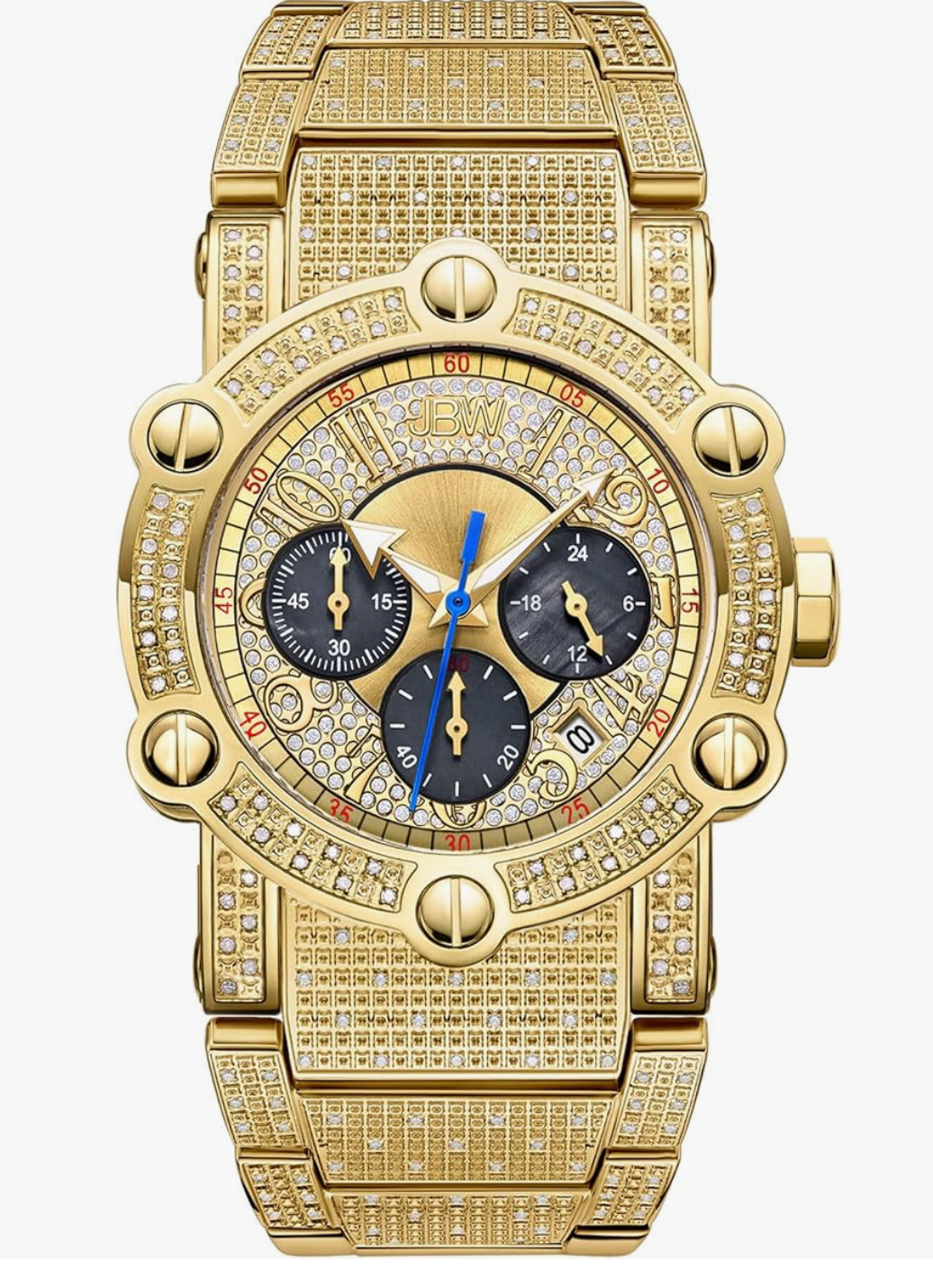 Men’s JBW Phantom 2 CT. T.w. Diamond and Crystal Accent 18K Gold Plate Chronogra
