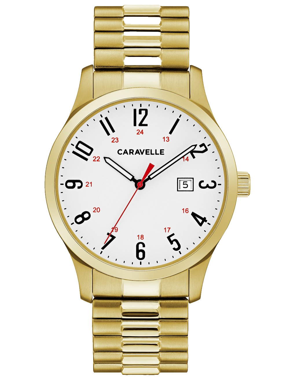 CARAVELLE BY BULOVA 44B117 WHITE DIAL GOLD EXPANSION BAND 40MM MENS WATCH