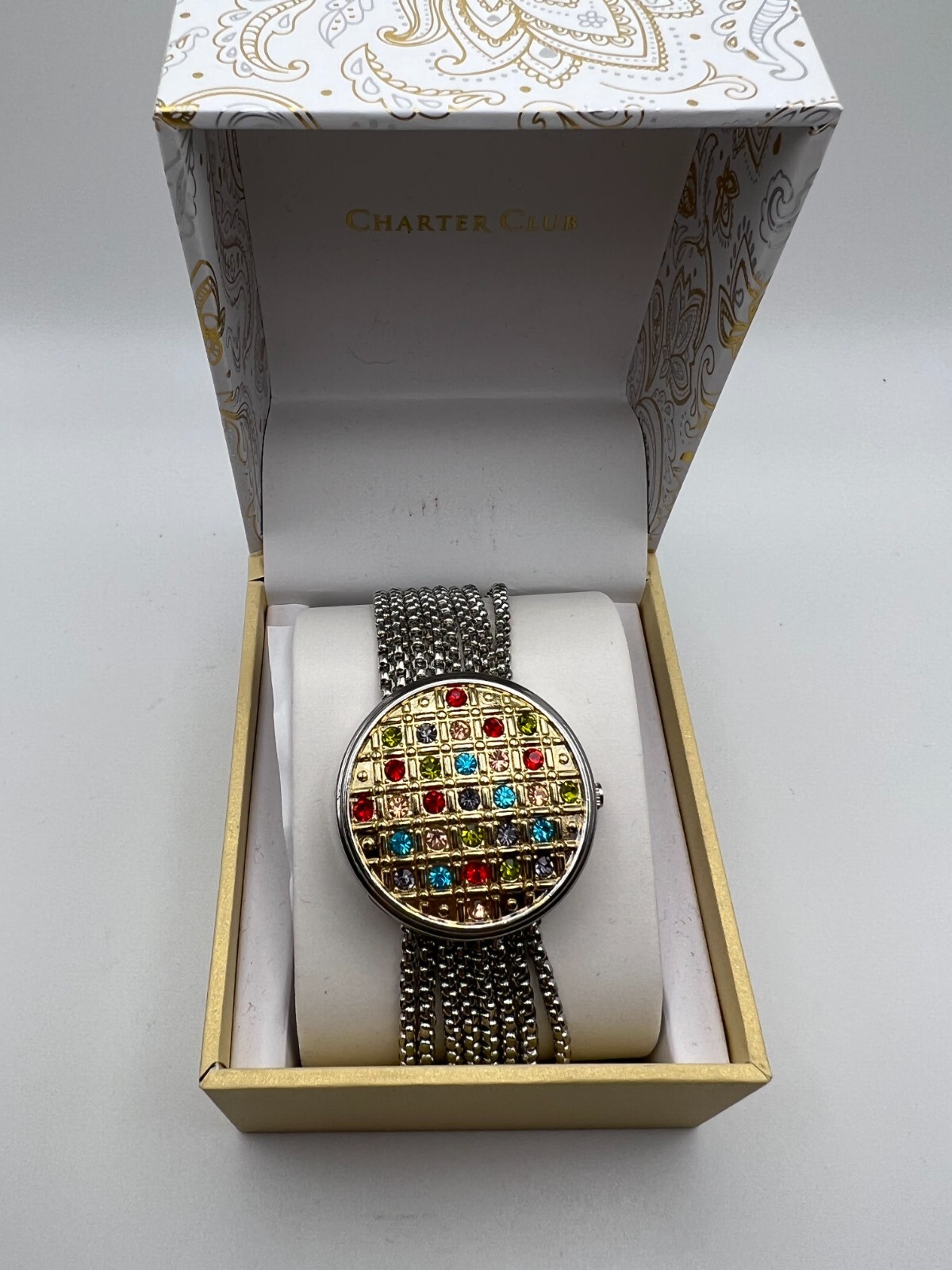 Charter Club Women’s Multicolor Rhinestone Cover Silver-Tone Multi-Chain