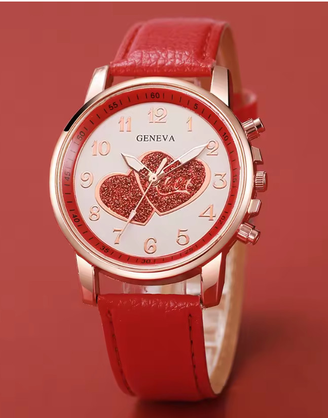 Ladies Women Girls Quartz Analogue Wrist Watch Leather Strap Heart Casual UK