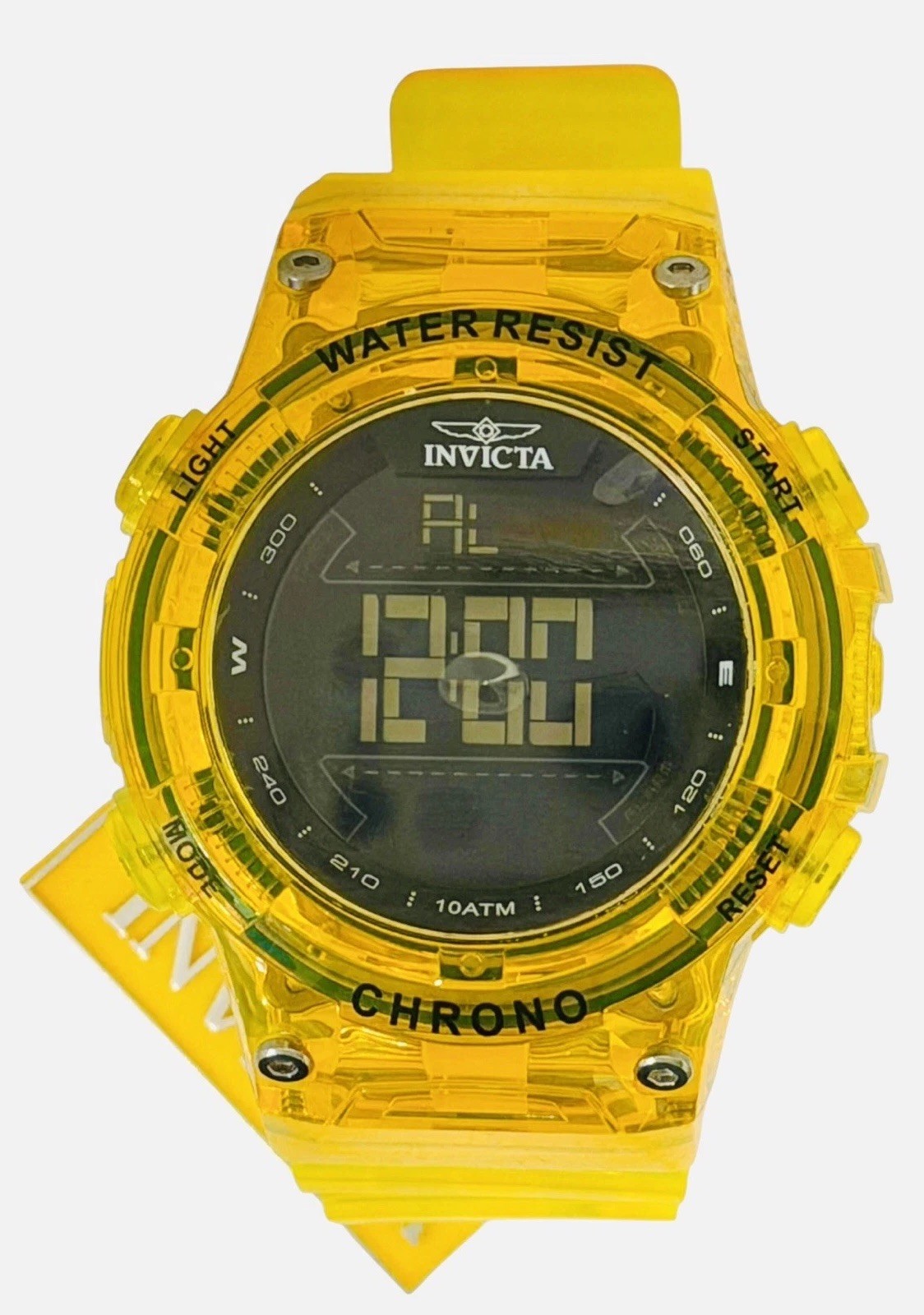 Invicta Racing Burnout 49044 Digital 52mm Yellow Transparent Chronograph Watch