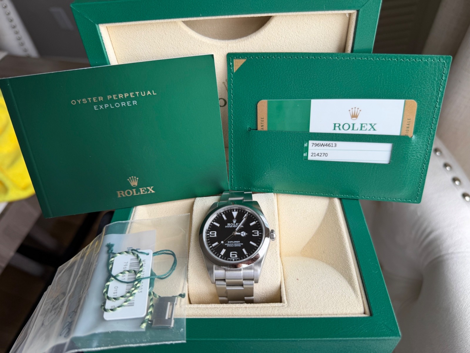 Rolex Explorer 39mm 2018 Stainless Steel Watch 214270 MK2 Lume Dial