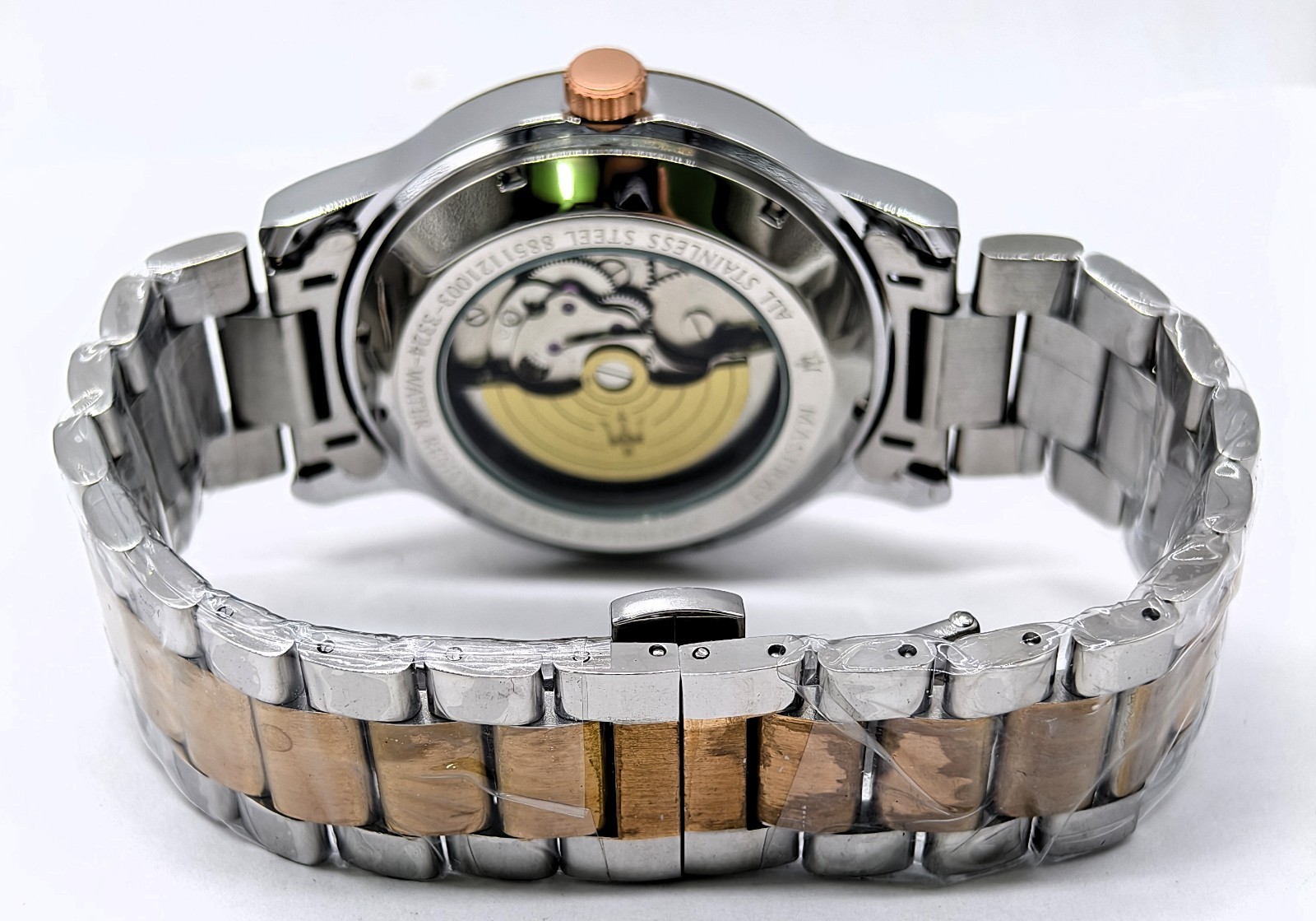 Excellent Maserati White Dial Automatic Dual Tone Band Men’s Wrist Watch