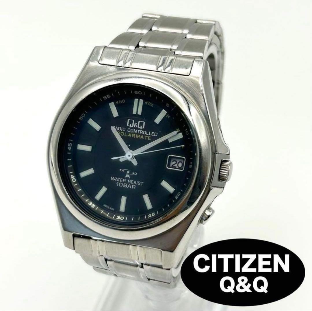 [Radio-controlled solar-powered] CITIZEN Q&Q Date Black Men’s Watch (Wor