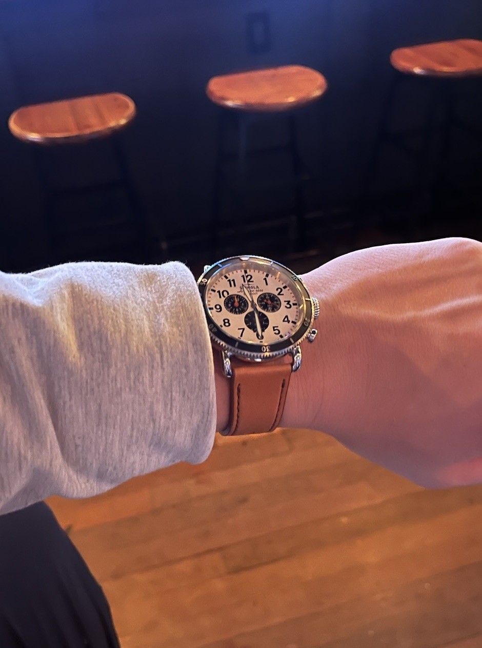 Shinola Runwell Sport Chronograph watch Ivory 48MM. I also have another band