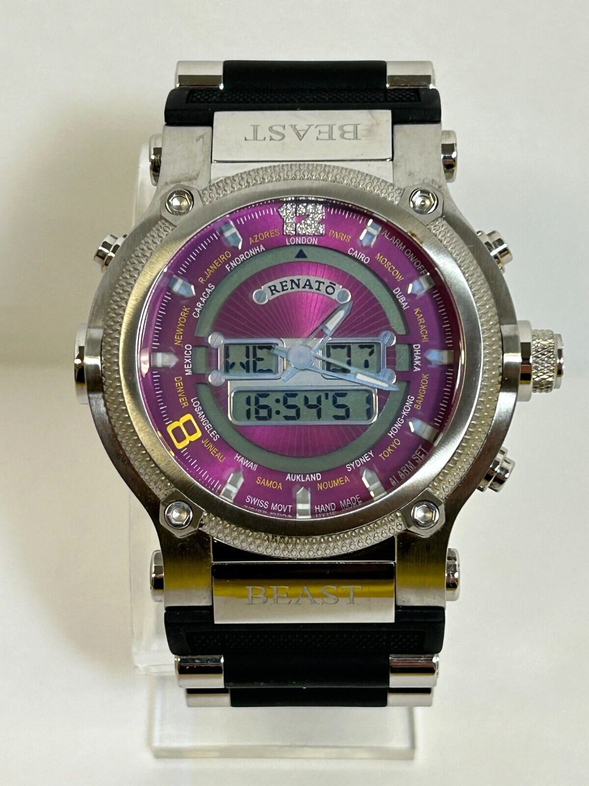 RENATO BEAST ANA-DIGI PURPLE FACE LIMITED EDITION WATCH