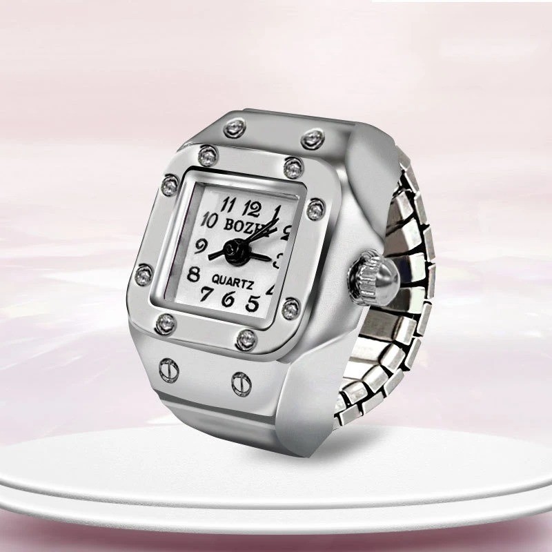 Ring Watch New Hot Selling Creative Alloy Shell Finger Square Dial Couple Men
