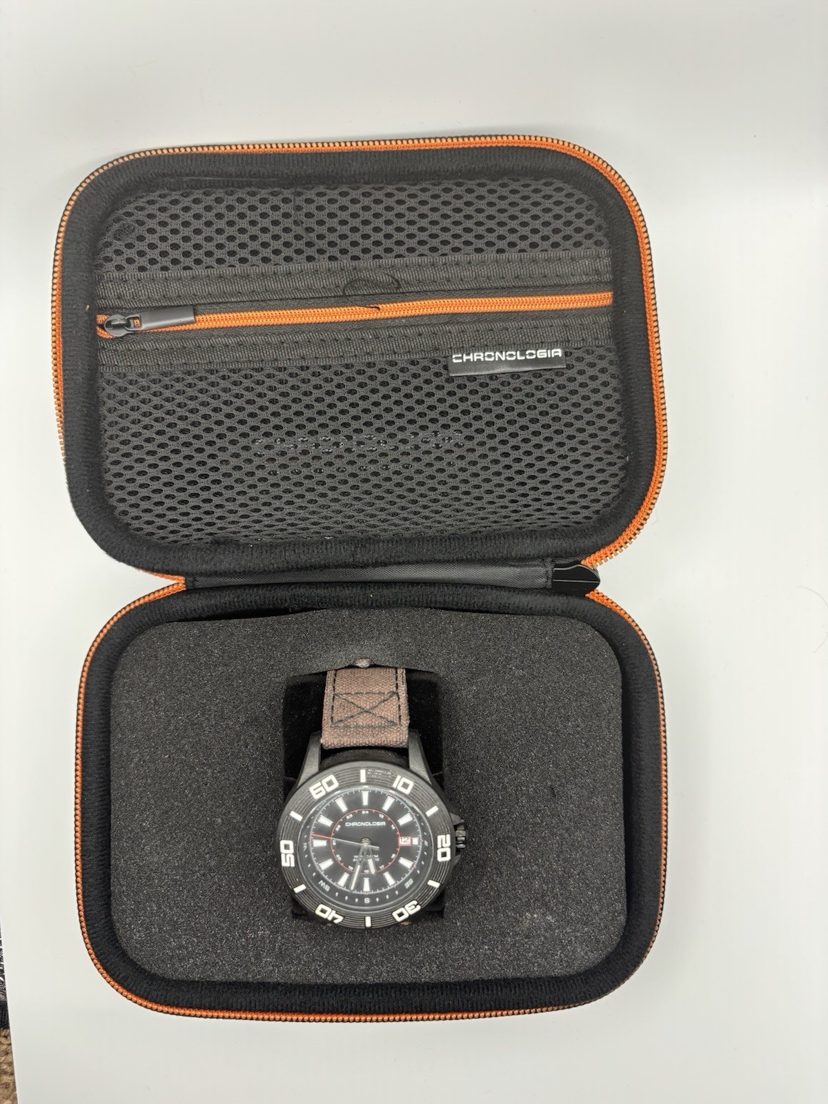 Chronologia Pilot Automatic Mens Watch Seiko NH35A Carbon Fiber 100m w/ Case