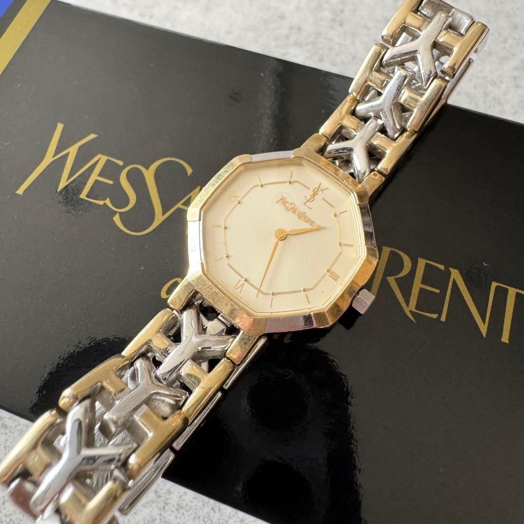 YVES SAINT LAURENT Gold Quartz Watch 17cm 6.69in Ladies Vintage Classic Working