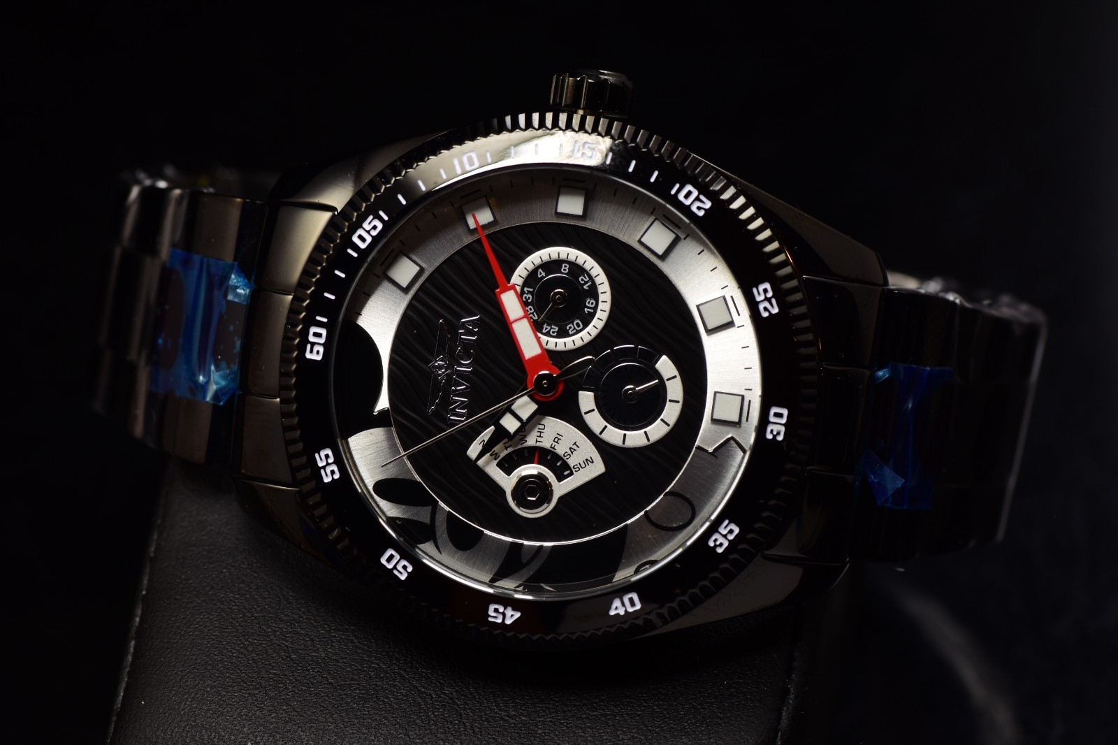 Invicta Men’s 25458 Disney Quartz Multifunction Rainbow Dial Black SS Tone Watch