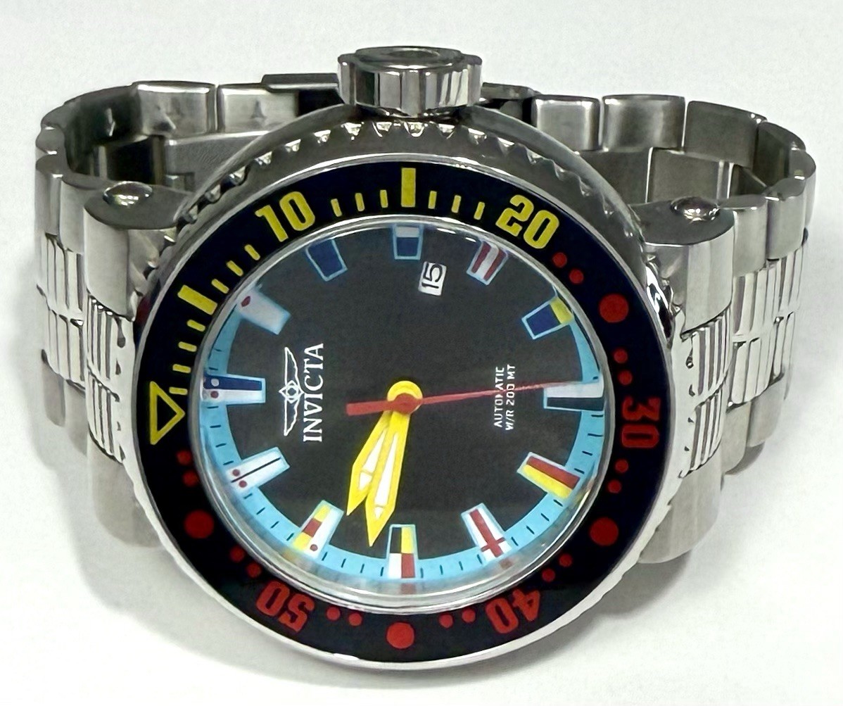 52mm Auto MARITIME Flags | Gray Dial | Silvertn Bracelet PRO DIVER Invicta Watch
